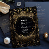 Mystical Celestial Black and Gold Bridal Einladung