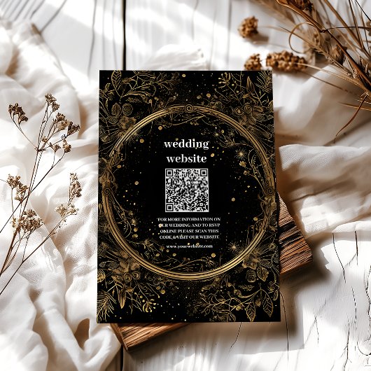Mystical Celestial Black and Gold Wedding Begleitkarte