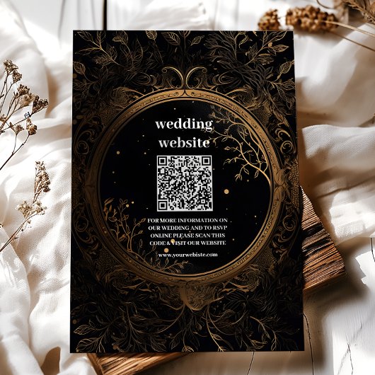 Mystical Celestial Black and Gold Wedding Begleitkarte