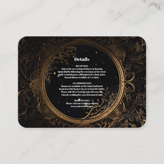 Mystical Celestial Black and Gold Wedding Begleitkarte (Vorderseite)