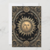 Mystical Celestial Black and Gold Wedding Einladung (Rückseite)