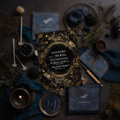 Mystical Celestial Black and Gold Wedding Einladung