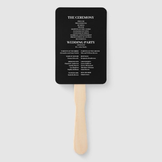 Mystical Celestial Black and Gold Wedding Fächer (Rückseite)