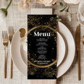 Mystical Celestial Black and Gold Wedding Menükarte