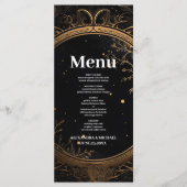 Mystical Celestial Black and Gold Wedding Menükarte (Vorderseite)