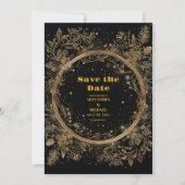Mystical Celestial Black and Gold Wedding Save The Date (Vorderseite)