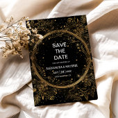 Mystical Celestial Black and Gold Wedding Save The Date