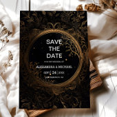 Mystical Celestial Black and Gold Wedding Save The Date