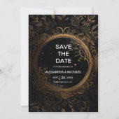 Mystical Celestial Black and Gold Wedding Save The Date (Vorderseite)