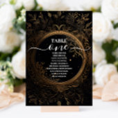 Mystical Celestial Black and Gold Wedding Tischnummer