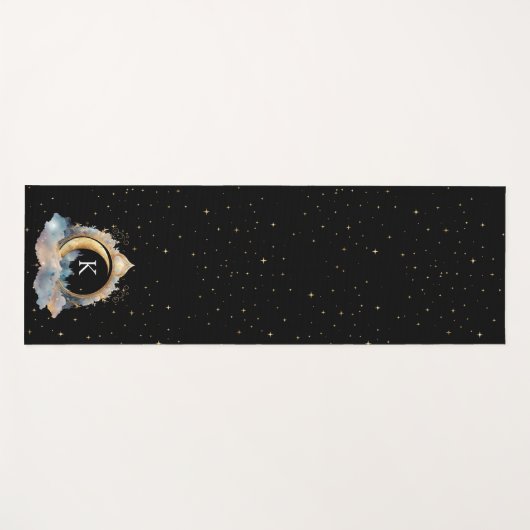 Mystical Celestial Blue Gold Yogamatte (Vorderseite (Horizontal))