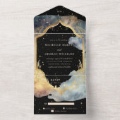 Mystical Celestial Blue Wedding All In One Einladung (Innen Boden)