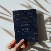 Mystical Celestial Gold Moon Clouds Wedding Einladung