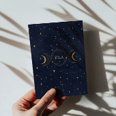 Mystical Celestial Gold Moon Clouds Wedding Einladung