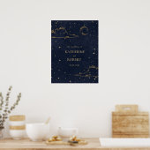 Mystical Celestial Gold Moon Clouds Wedding Poster (Küche)