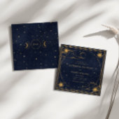 Mystical Celestial Gold Moon Stars Square Wedding Einladung