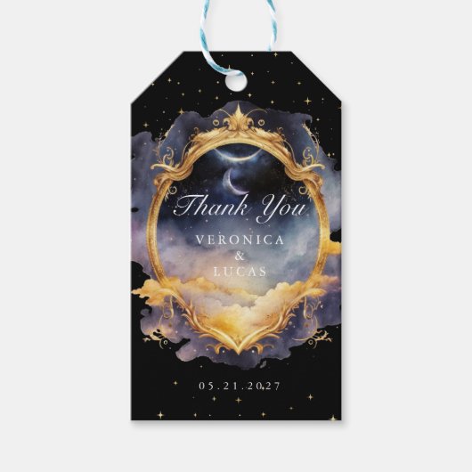 Mystical Celestial Gold Moon Wedding Vielen Dank Geschenkanhänger (Vorderseite)