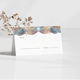 Mystical Celestial Gold Stars Wedding Platzkarte