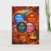Mystical celestial moon faces fantasy Halloween gr Karte (Vorderseite)