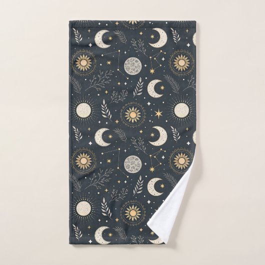 Mystical Celestial Moon Pattern Badhandtuch Set (Handtuch)