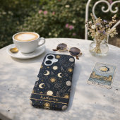 Mystical Celestial Moon Pattern Custom Name iPhone 16 Hülle