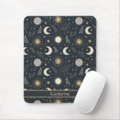 Mystical Celestial Moon Pattern Custom Name Mousepad (Mit Mouse)