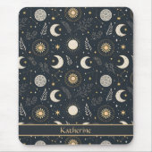 Mystical Celestial Moon Pattern Custom Name Mousepad (Vorne)