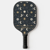 Mystical Celestial Moon Pattern Custom Name Pickleball Schläger (Vorderseite)