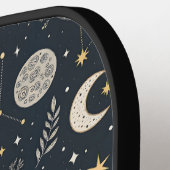 Mystical Celestial Moon Pattern Custom Name Pickleball Schläger (Linke Seite)