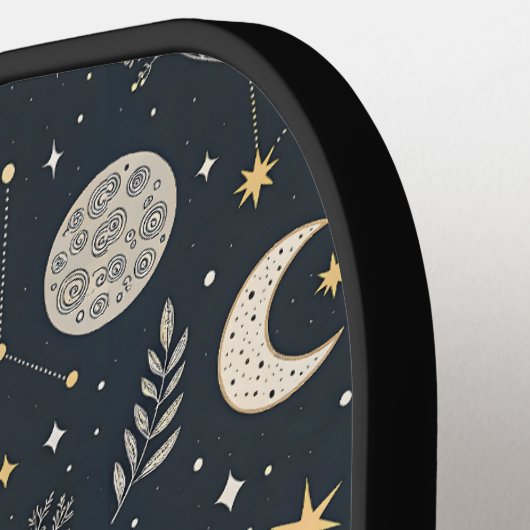 Mystical Celestial Moon Pattern Custom Name Pickleball Schläger (Linke Seite)