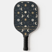 Mystical Celestial Moon Pattern Custom Name Pickleball Schläger (Rückseite)