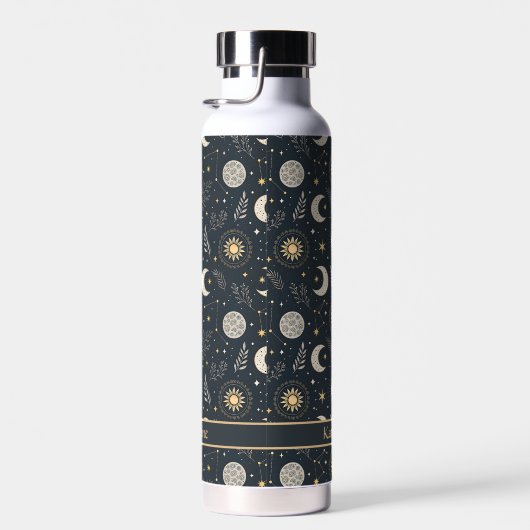 Mystical Celestial Moon Pattern Custom Name Trinkflasche (Rechts)
