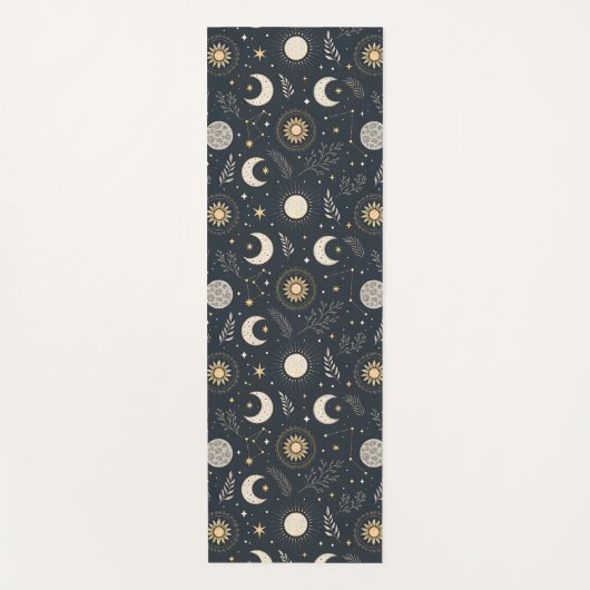 Mystical Celestial Moon Pattern Custom Name Yogamatte (Vorderseite)