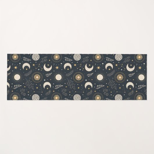 Mystical Celestial Moon Pattern Custom Name Yogamatte (Vorderseite (Horizontal))