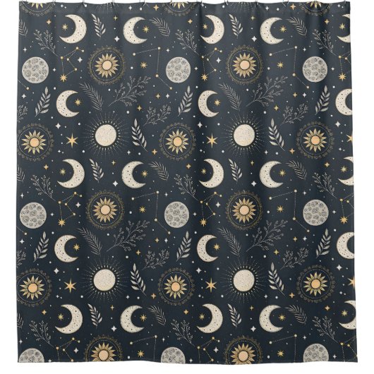 Mystical Celestial Moon Pattern Duschvorhang (Vorderseite)