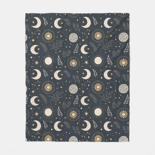 Mystical Celestial Moon Pattern Fleecedecke (Vorderseite)