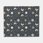 Mystical Celestial Moon Pattern Fleecedecke (Vorderseite (Horizontal))