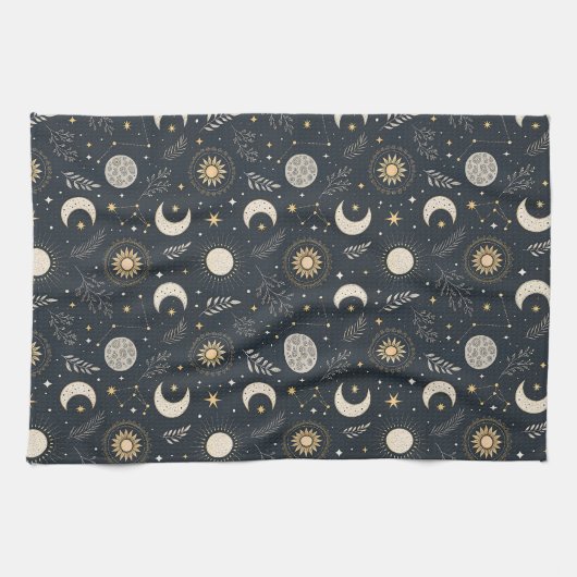 Mystical Celestial Moon Pattern Geschirrtuch (Horizontal)