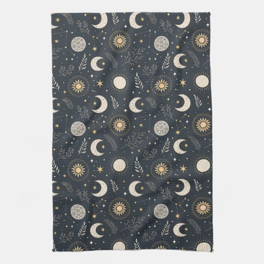 Mystical Celestial Moon Pattern Geschirrtuch (Vertikal)