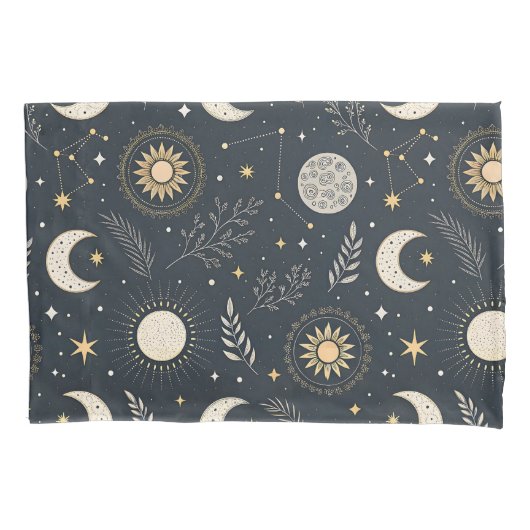 Mystical Celestial Moon Pattern Kissenbezug (Vorderseite)