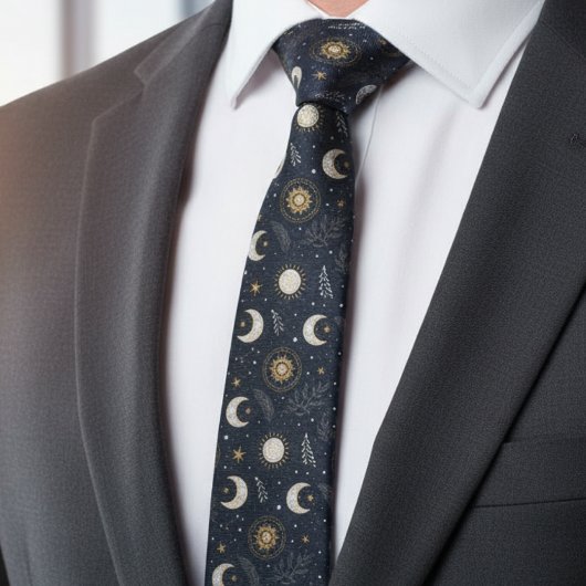 Mystical Celestial Moon Pattern Krawatte