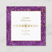 Mystical Celestial Moon Phase Amethyst Spirituell Quadratische Visitenkarte (Vorderseite)