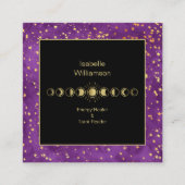 Mystical Celestial Moon Phase Amethyst Spirituell Quadratische Visitenkarte (Vorderseite)