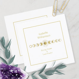 Mystical Celestial Moon Stars Amethyst Spirituell Quadratische Visitenkarte