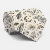 Mystical Celestial Moon Stars Pattern Custom Name Krawatte (Gerollt)