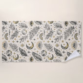 Mystical Celestial Moon Stars Pattern Custom Name Strandtuch (Vorderseite)