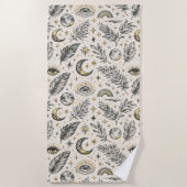 Mystical Celestial Moon Stars Pattern Custom Name Strandtuch (Vorderseite)