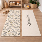Mystical Celestial Moon Stars Pattern Custom Name Yogamatte