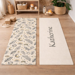 Mystical Celestial Moon Stars Pattern Custom Name Yogamatte