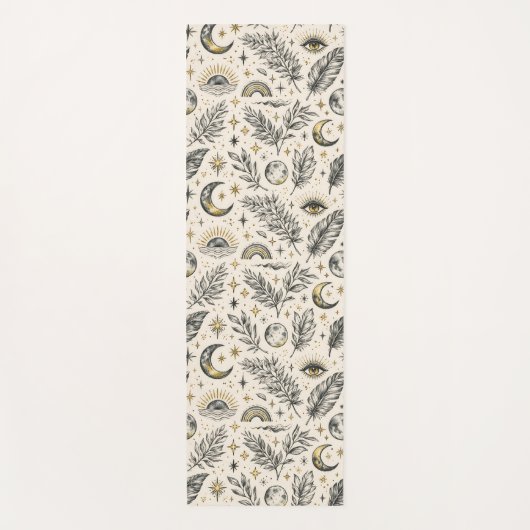 Mystical Celestial Moon Stars Pattern Custom Name Yogamatte (Vorderseite)